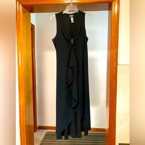 Little black dress with rhinestone and ruffle front detail